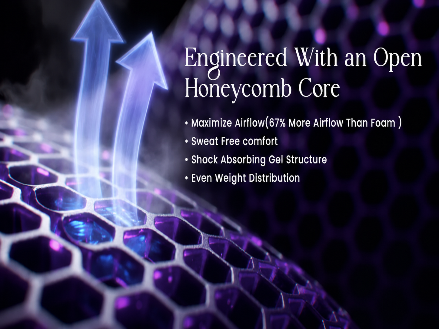 Ergonomic seat cutaway showing honeycomb construction